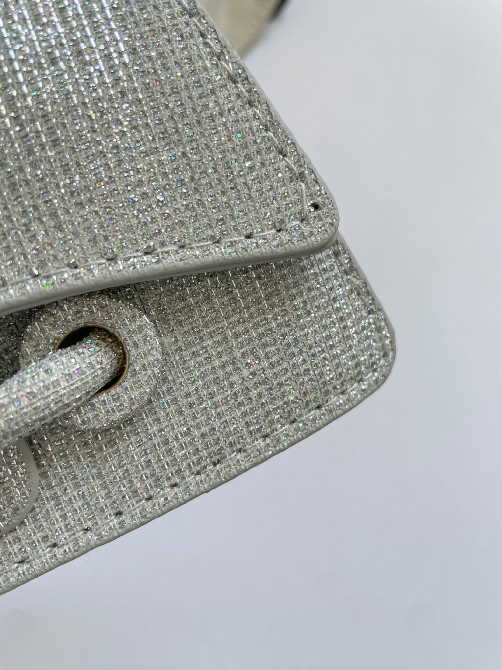 Sparkling Mini Textured Leather Top-Handle Bag – Micro Crossbody Purse with Belt Buckle Accent