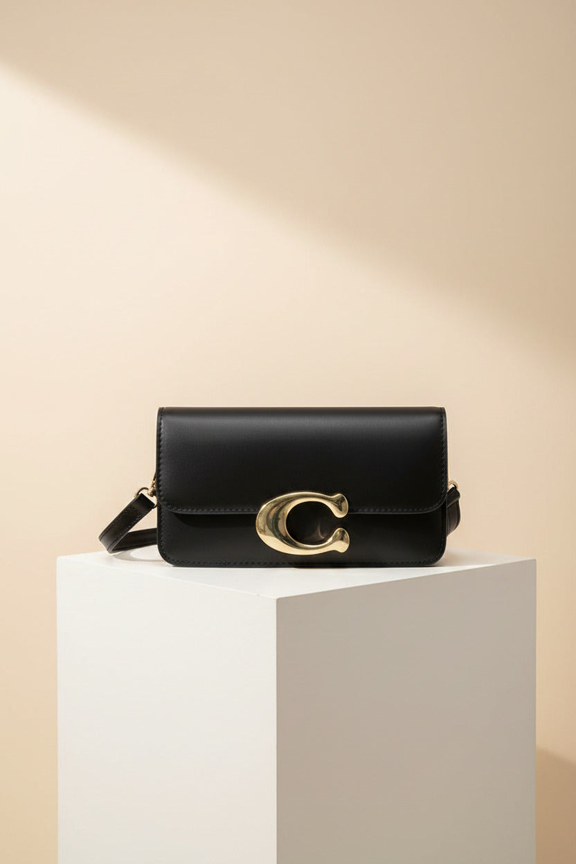 Chic Monogram Flap Crossbody Bag with Gold Hardware