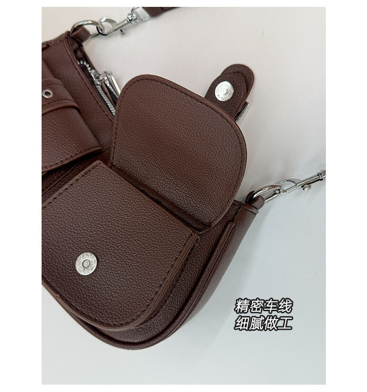 Buckle Pocket Crescent Shoulder Bag