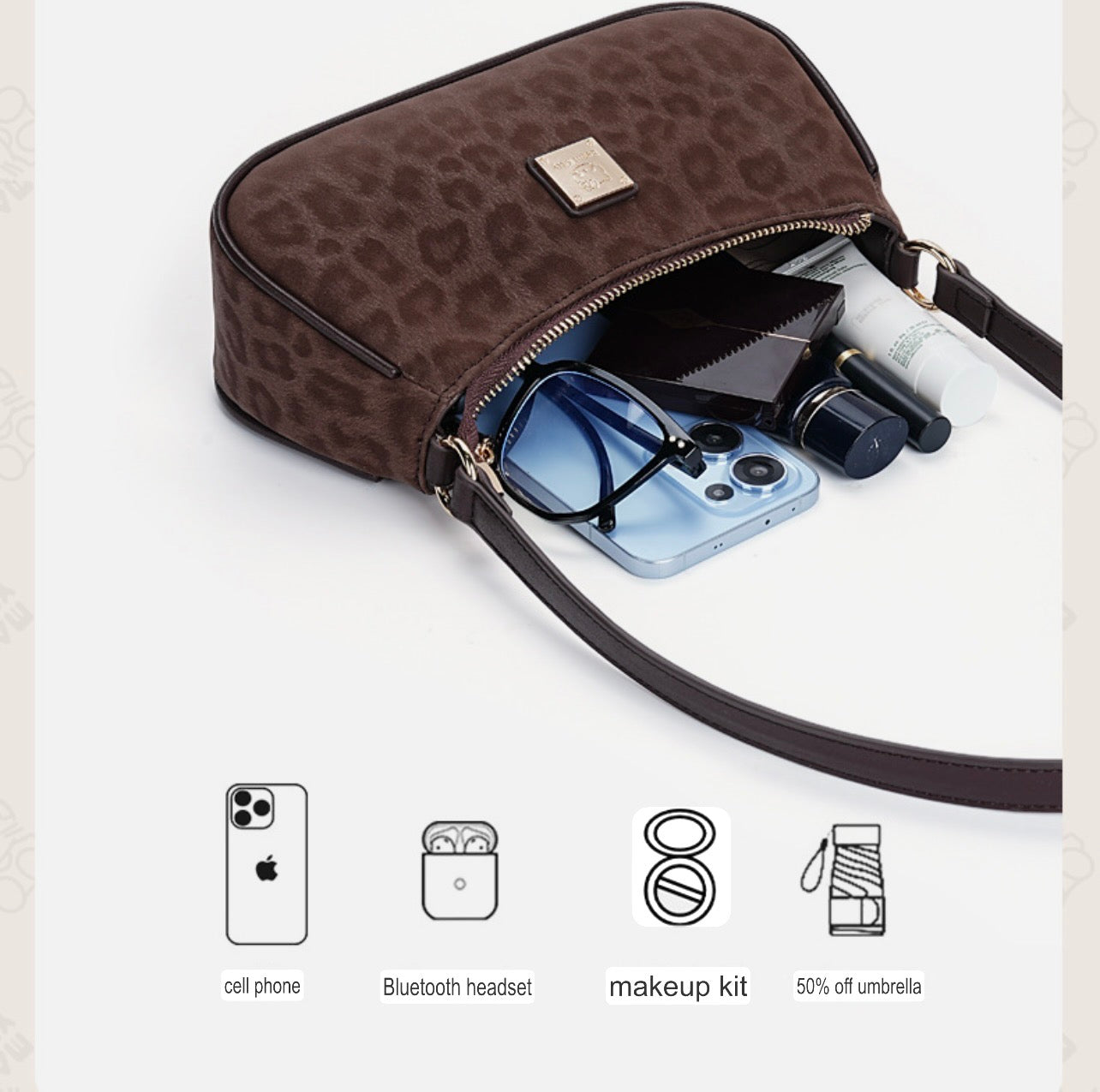 Beam Kitty Crescent Shoulder Bag with Pendant
