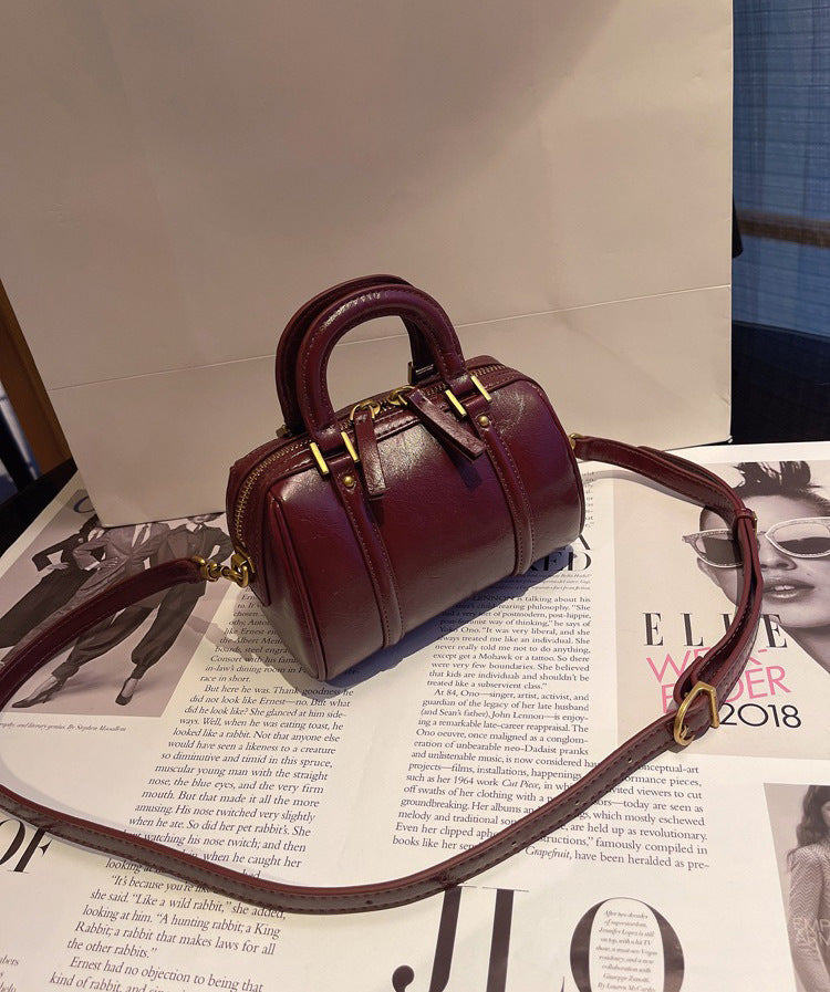 Classic Mini Boston Bag with Dual Top Handles & Adjustable Strap