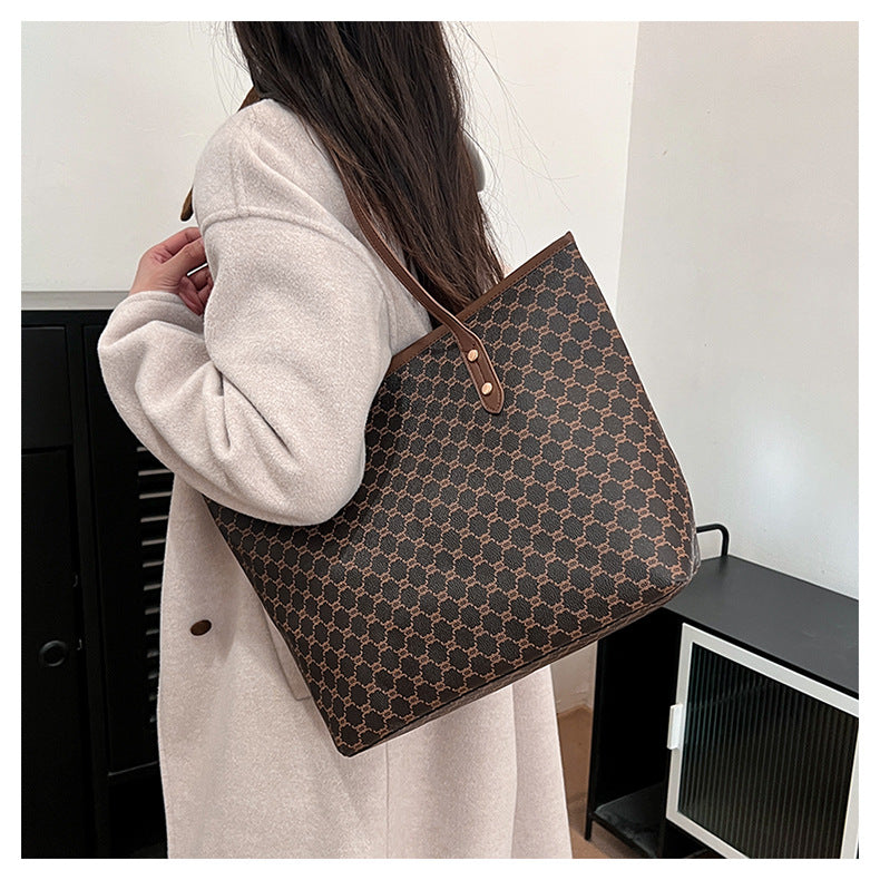 Classic Geometric Pattern Large Capacity Shoulder Tote