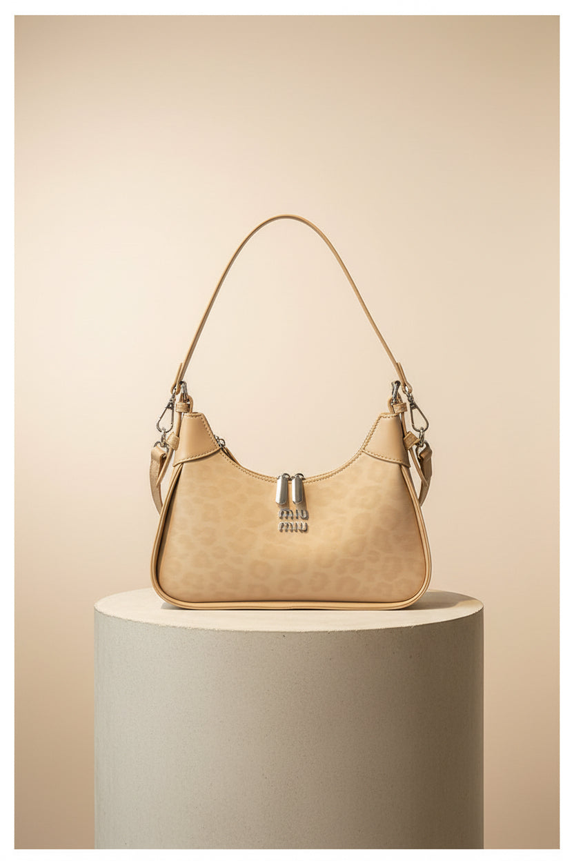Chic Leopard Print Crescent Hobo Bag with Dual Straps