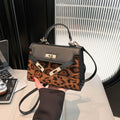 Chic Leopard-Print Flap Top-Handle Bag