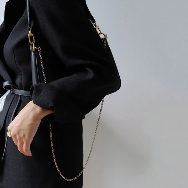 Minimalist Crescent Shoulder Bag with Chain Strap