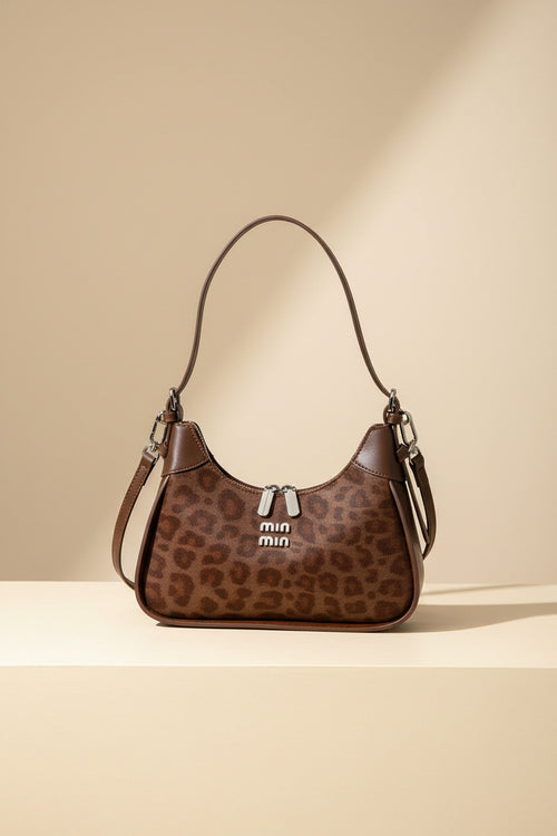 Chic Leopard Print Crescent Hobo Bag with Dual Straps
