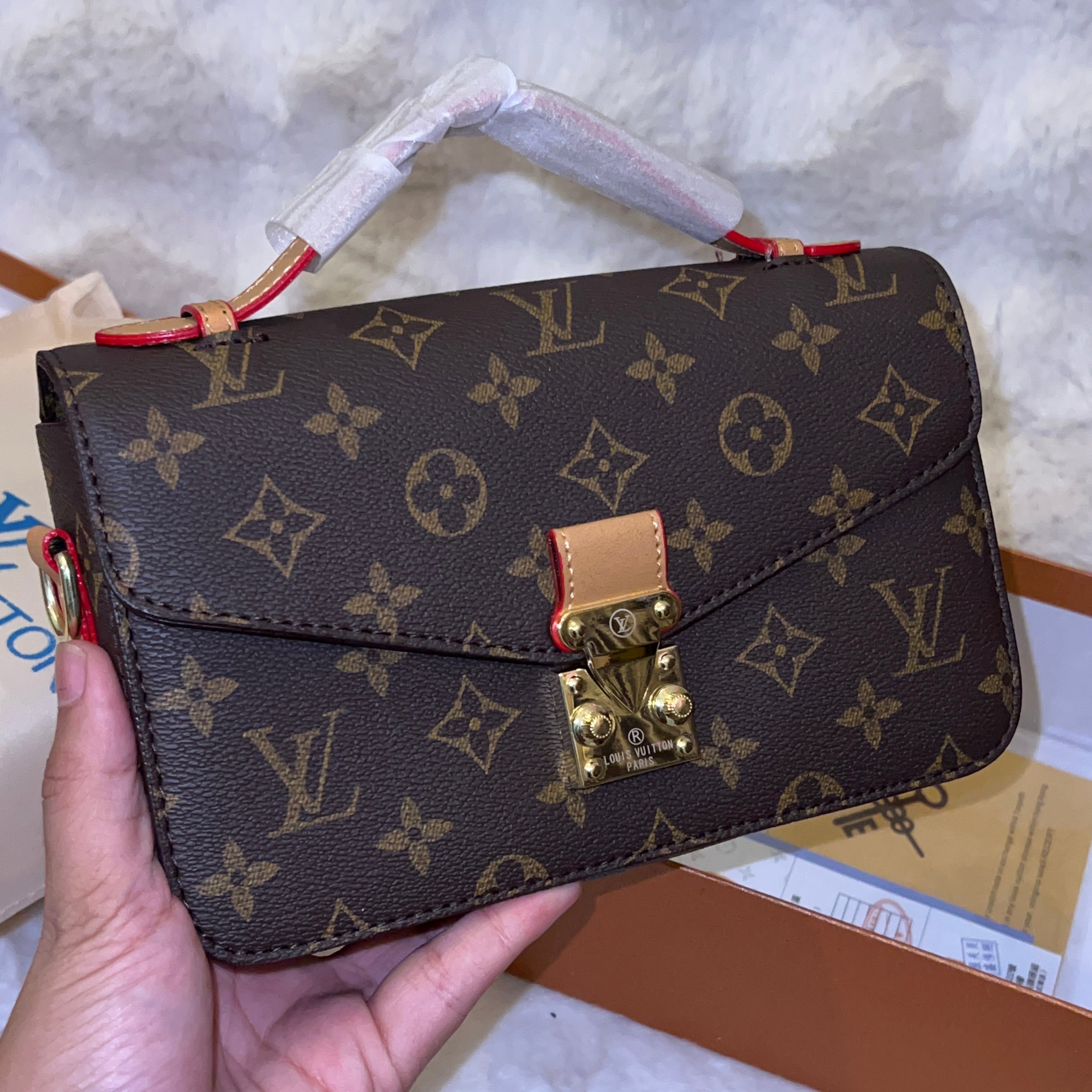 Classic Monogram Structured Flap Handbag with Gold-Tone Hardware