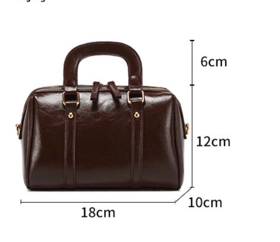Classic Mini Boston Bag with Dual Top Handles & Adjustable Strap