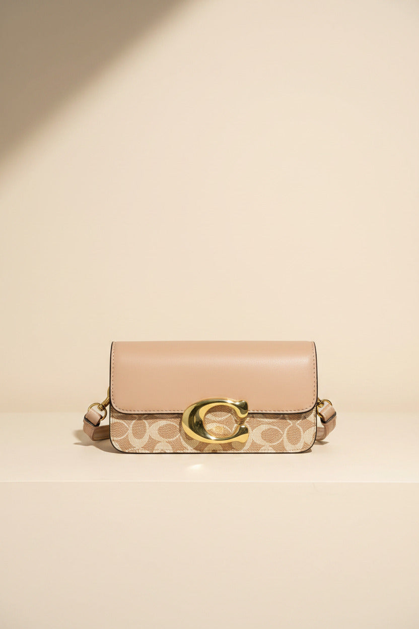 Chic Monogram Flap Crossbody Bag with Gold Hardware