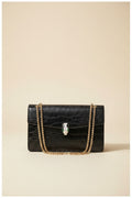 Luxe Croc-Embossed Snakehead Chain Crossbody Bag