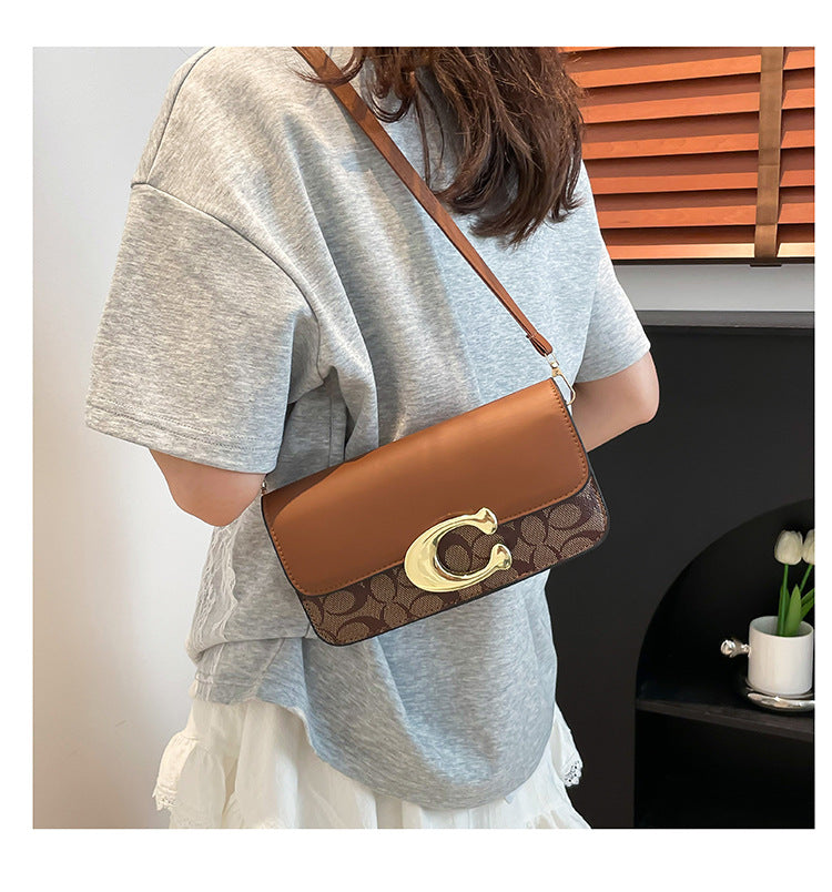 Chic Monogram Flap Crossbody Bag with Gold Hardware