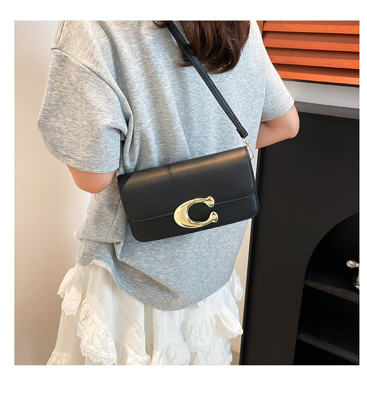 Chic Monogram Flap Crossbody Bag with Gold Hardware