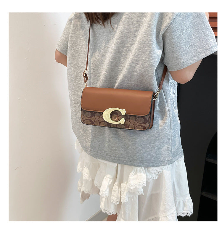 Chic Monogram Flap Crossbody Bag with Gold Hardware