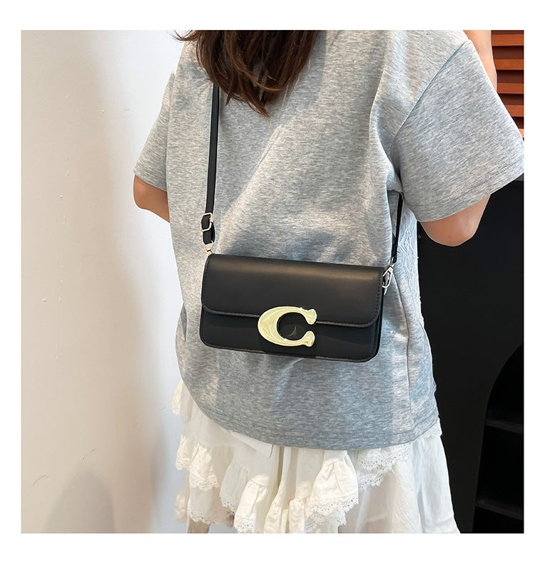 Chic Monogram Flap Crossbody Bag with Gold Hardware