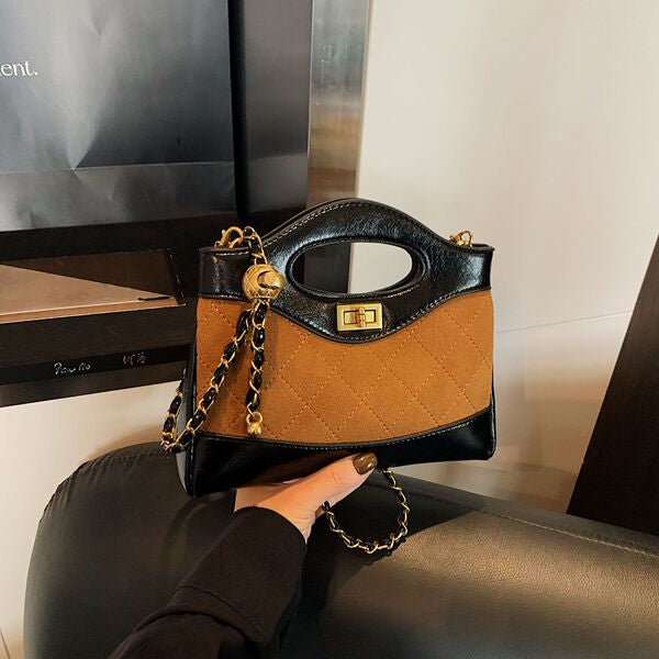 Quilted Flap Top-Handle Bag with Half-Chain Hybrid Strap & Adjustable Belt