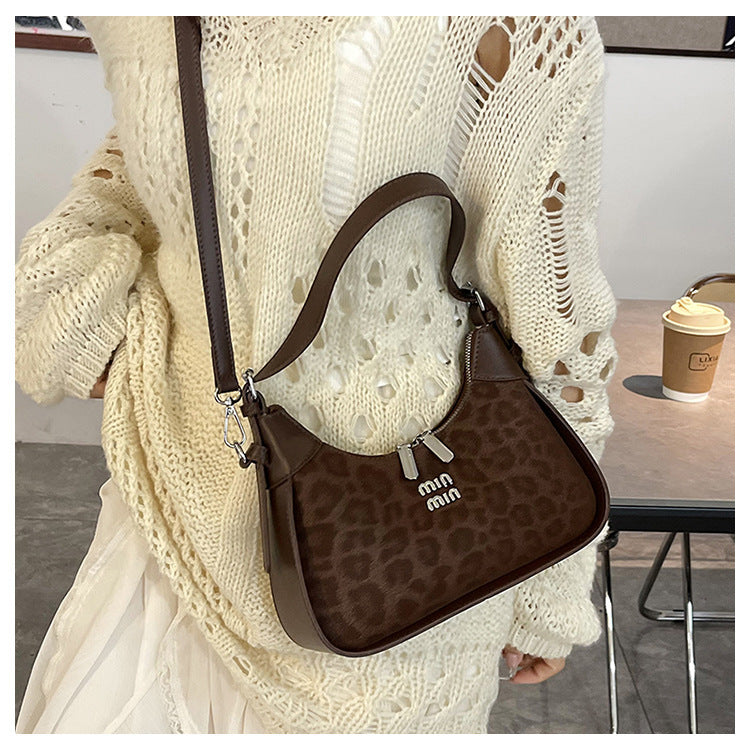 Chic Leopard Print Crescent Hobo Bag with Dual Straps