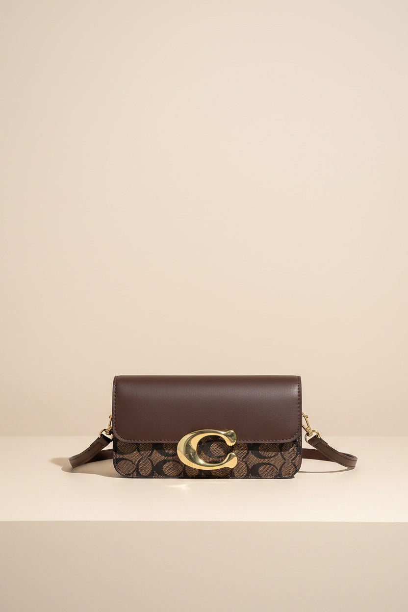 Chic Monogram Flap Crossbody Bag with Gold Hardware