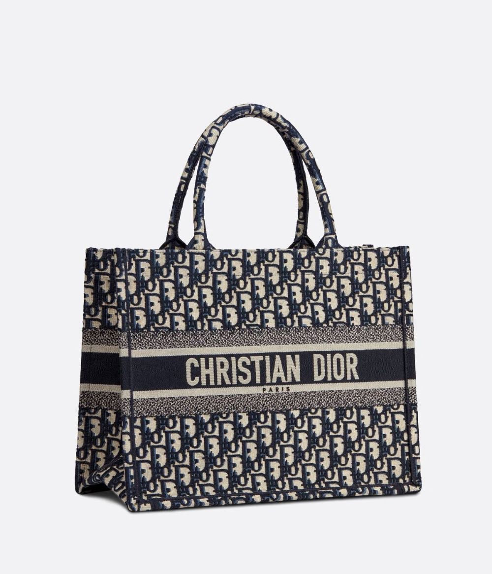 Christian Dior Book Tote in Blue Dior Oblique Embroidery