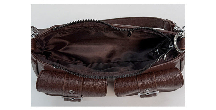 Buckle Pocket Crescent Shoulder Bag