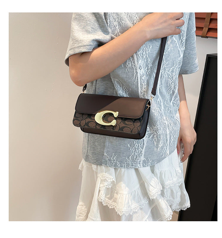 Chic Monogram Flap Crossbody Bag with Gold Hardware