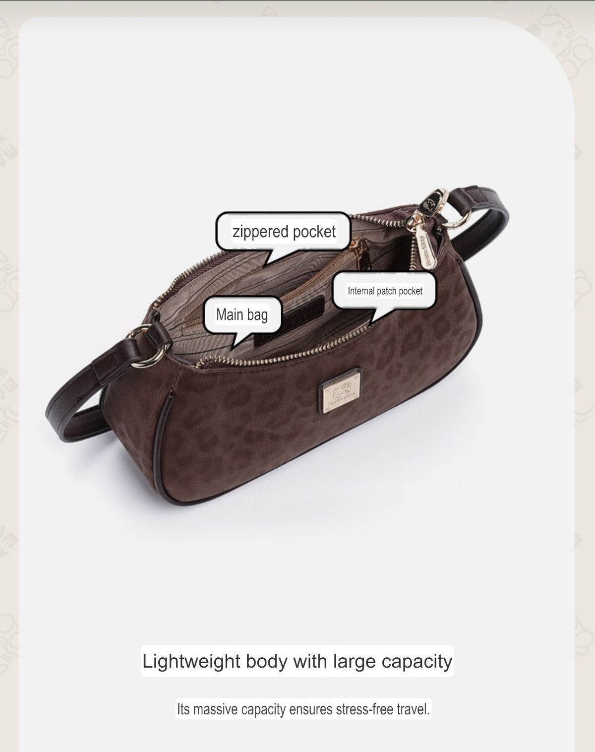 Beam Kitty Crescent Shoulder Bag with Pendant