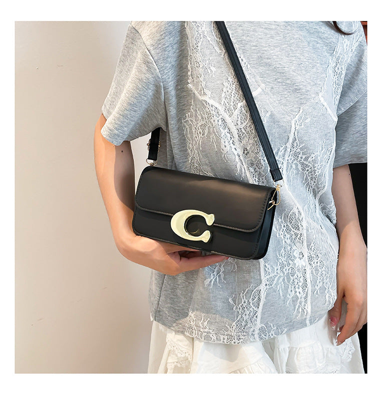 Chic Monogram Flap Crossbody Bag with Gold Hardware