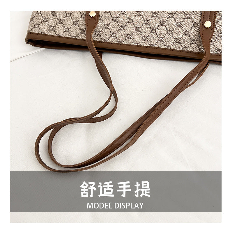 Classic Geometric Pattern Large Capacity Shoulder Tote