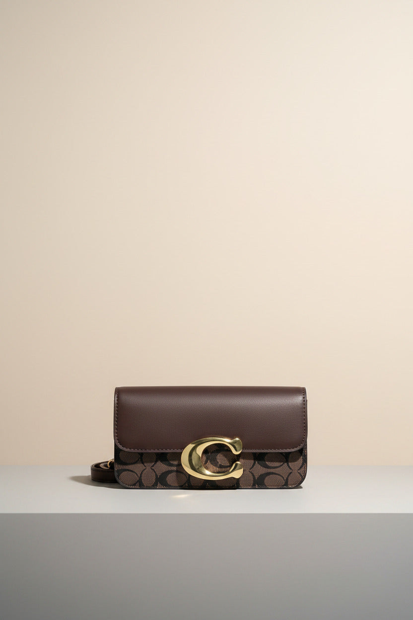 Chic Monogram Flap Crossbody Bag with Gold Hardware