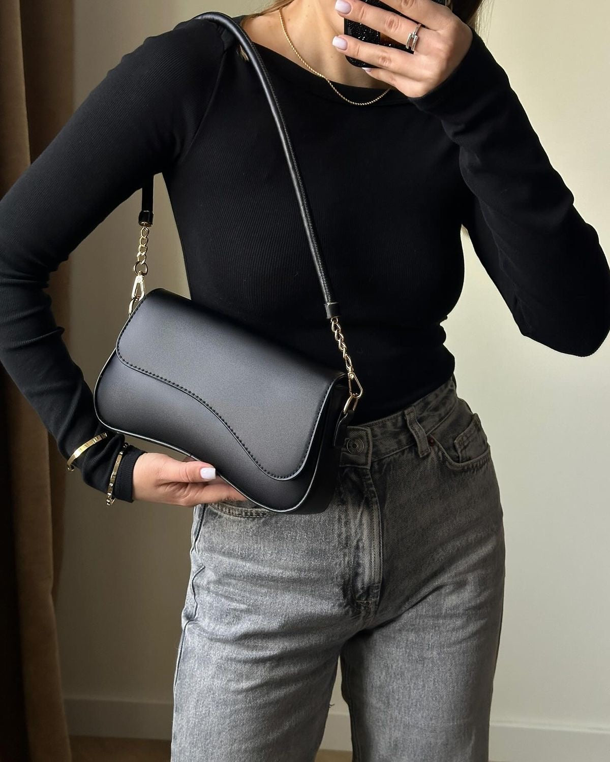 Modern Asymmetrical Flap Shoulder & Crossbody Bag