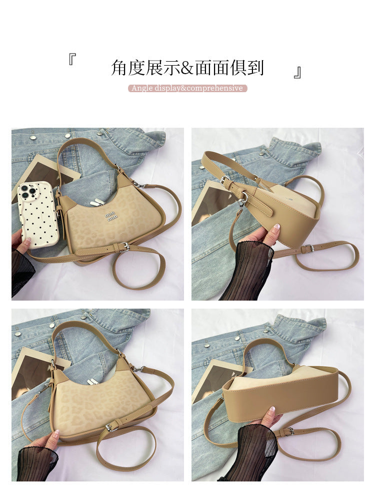 Chic Leopard Print Crescent Hobo Bag with Dual Straps
