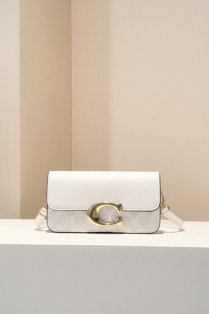 Chic Monogram Flap Crossbody Bag with Gold Hardware