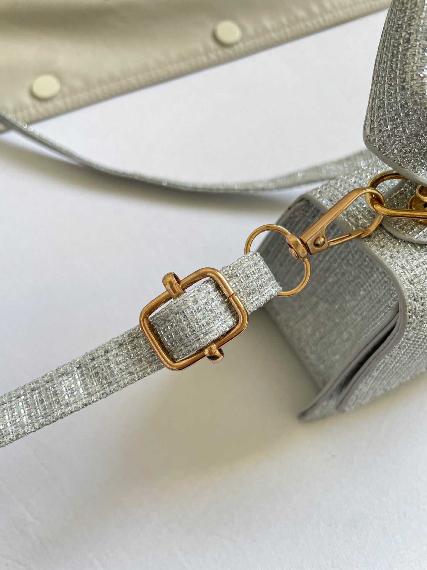 Sparkling Mini Textured Leather Top-Handle Bag – Micro Crossbody Purse with Belt Buckle Accent