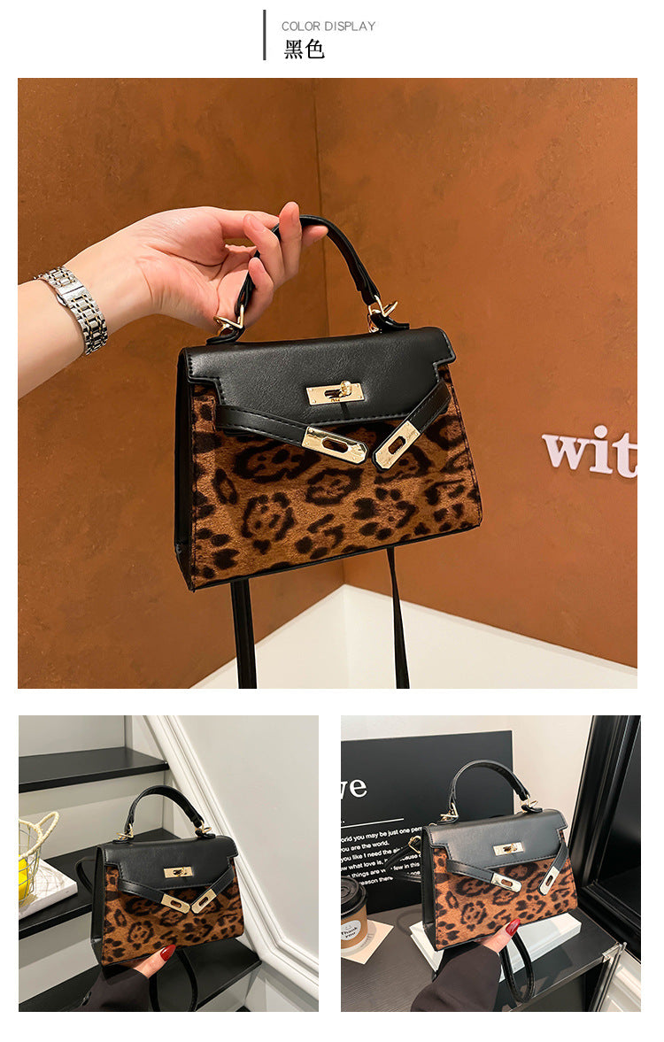 Chic Leopard-Print Flap Top-Handle Bag