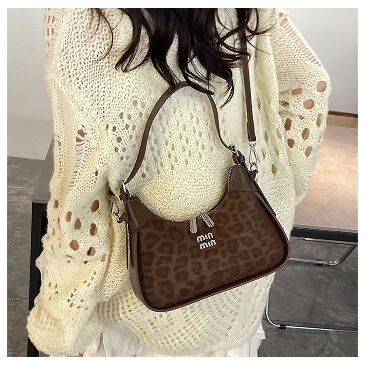 Chic Leopard Print Crescent Hobo Bag with Dual Straps