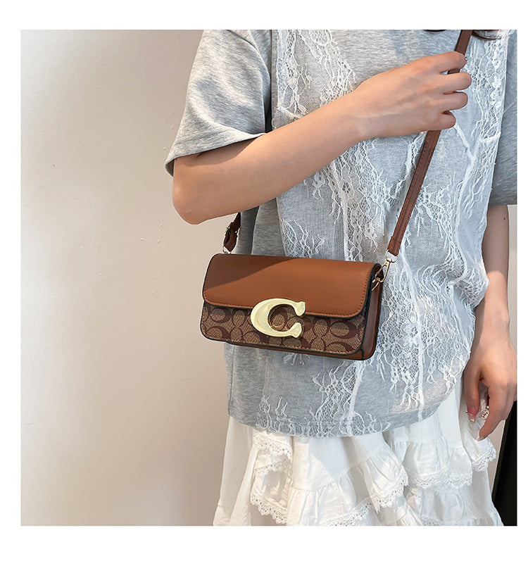 Chic Monogram Flap Crossbody Bag with Gold Hardware