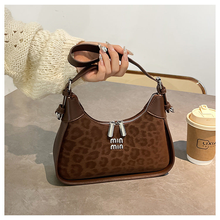 Chic Leopard Print Crescent Hobo Bag with Dual Straps