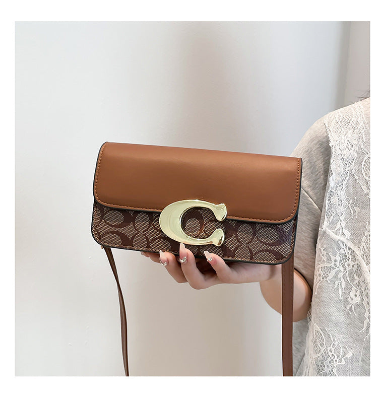 Chic Monogram Flap Crossbody Bag with Gold Hardware