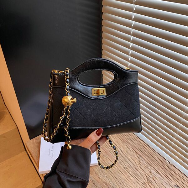 Quilted Flap Top-Handle Bag with Half-Chain Hybrid Strap & Adjustable Belt