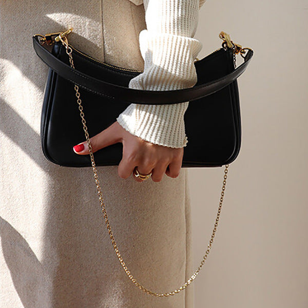 Minimalist Crescent Shoulder Bag with Chain Strap