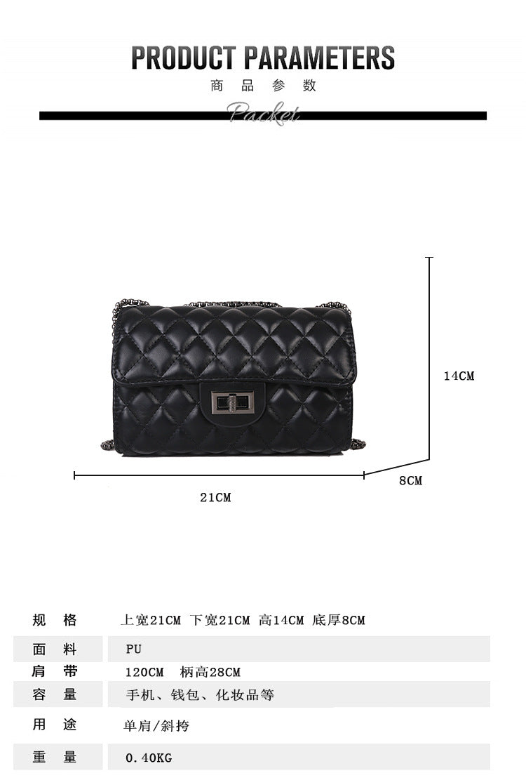 Classic Quilted Flap Shoulder Bag with Metallic Chain Strap