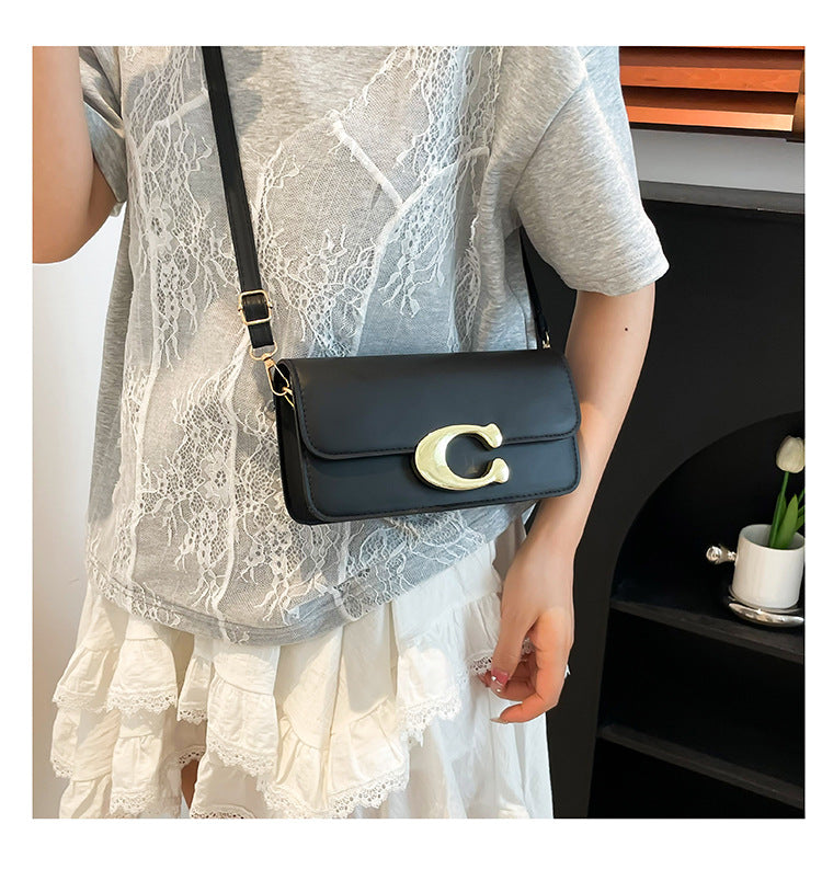 Chic Monogram Flap Crossbody Bag with Gold Hardware