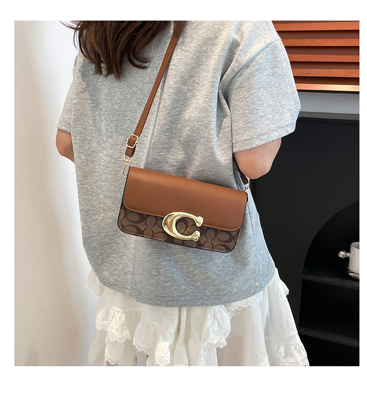 Chic Monogram Flap Crossbody Bag with Gold Hardware