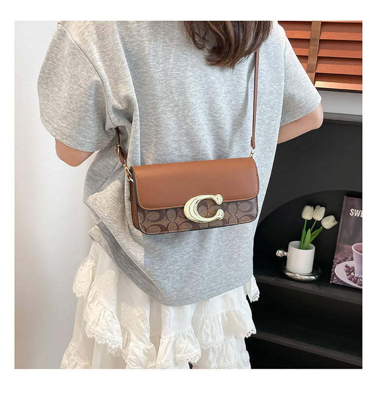 Chic Monogram Flap Crossbody Bag with Gold Hardware