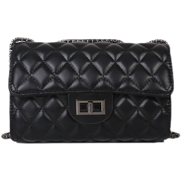 Classic Quilted Flap Shoulder Bag with Metallic Chain Strap