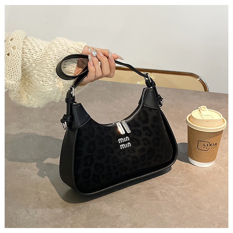 Chic Leopard Print Crescent Hobo Bag with Dual Straps