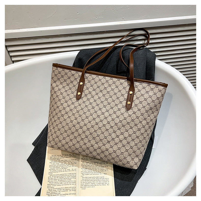 Classic Geometric Pattern Large Capacity Shoulder Tote