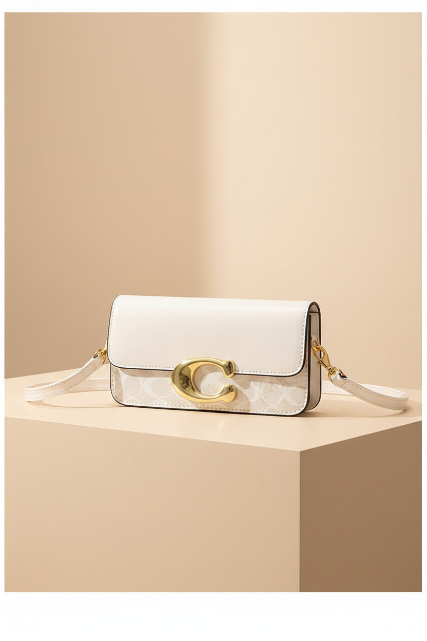 Chic Monogram Flap Crossbody Bag with Gold Hardware