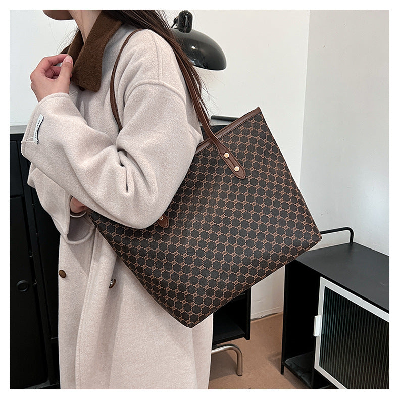 Classic Geometric Pattern Large Capacity Shoulder Tote