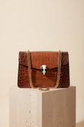 Elegant Croc-Embossed Snakehead Chain Shoulder Bag