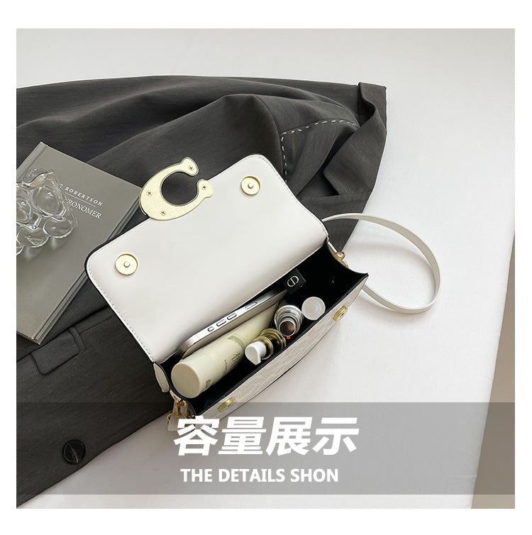 Chic Monogram Flap Crossbody Bag with Gold Hardware